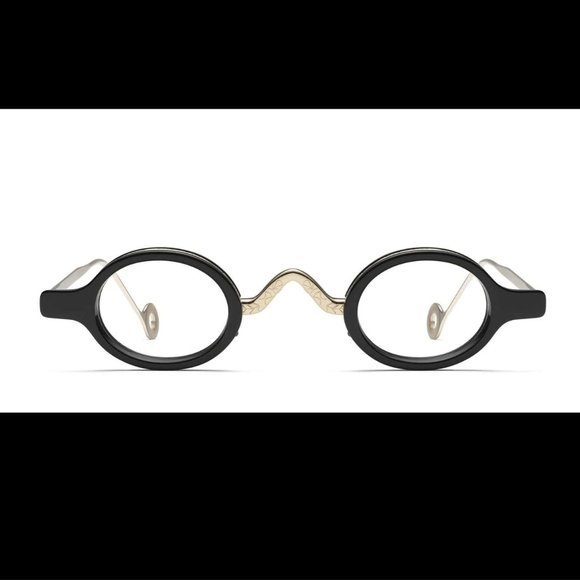 MORGENTHAL FREDERICS Lifesaver 2.0 Oval Eyeglasses in gold and black. Unisex
